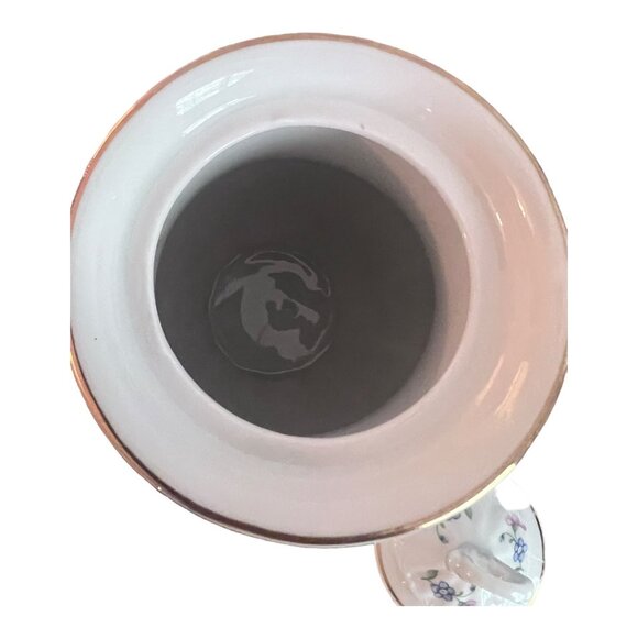 Walbrzych Poland Teapot White Pink Blue Flowers Vines Ribbed - Picture 6 of 9